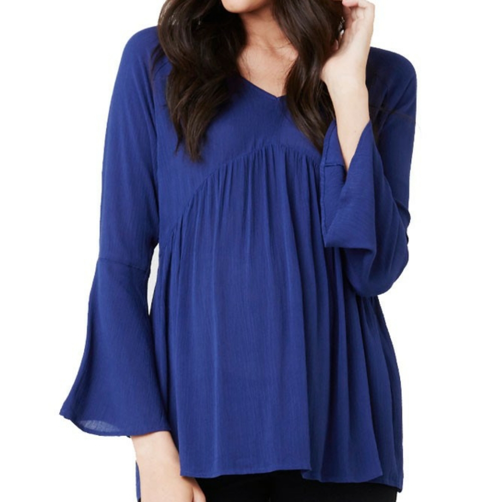 Blue Ripe Boho Maternity Blouse - Picture 2 of 8